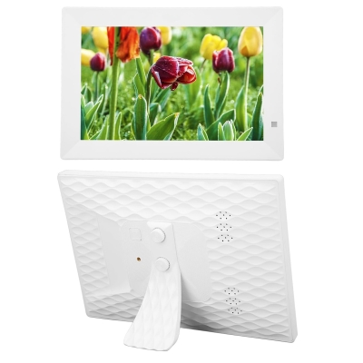Digital Photo Frame 10.1 White Plastic Smart Touch Screen WiFi Picture Display Bluetooth Remote App IOS Android Cloud